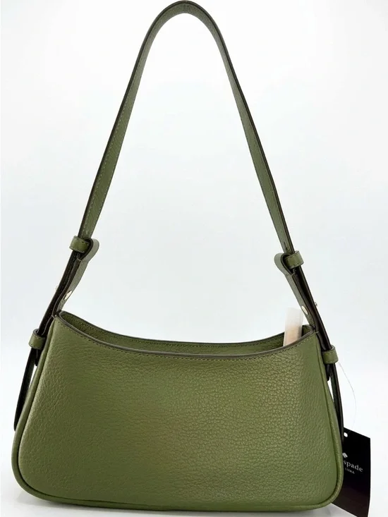 kate spade Olive Green Pebbled Leather Shoulder Bag with Gold Logo - Picture 2 of 3